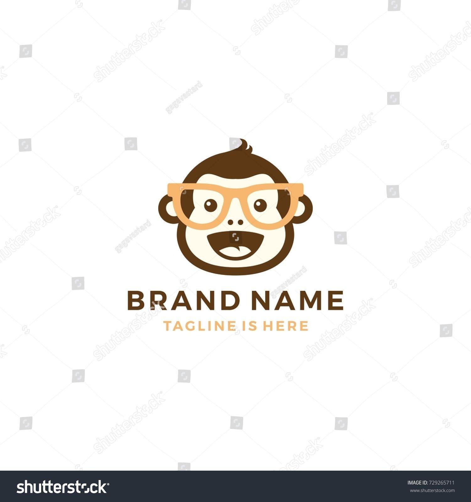 Chimpanzee Logo - smile chubby monkey chimp chimpanzee geek logo template vector icon