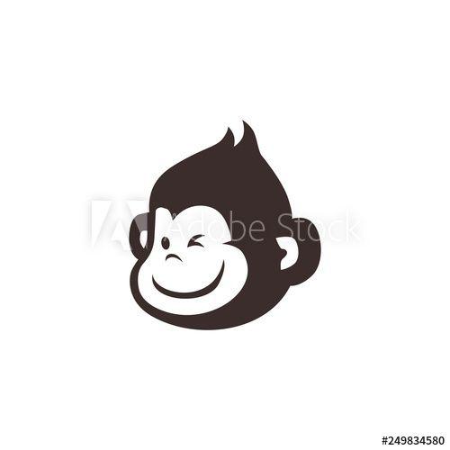 Chimpanzee Logo - little monkey chimp logo vector icon illustration this stock