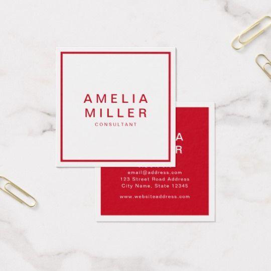 Red and White with a Name and the Square Logo - White and Red Corporate Modern Professional Square Business Card