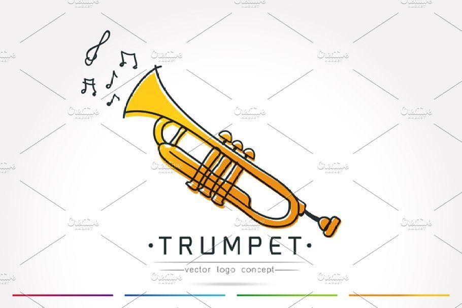 Trumpet Logo - stylized trumpet logo vector