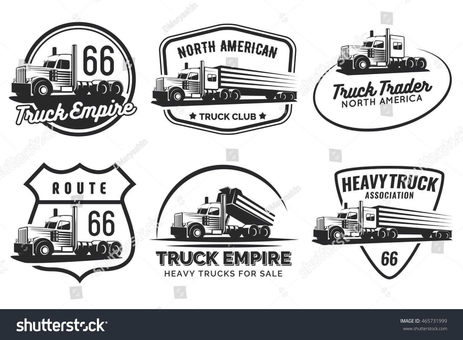 Trailer Logo - Set of classic heavy truck logo, emblems and badges. Truck with ...