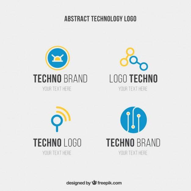 Techno Logo - Abstract techno logo templates in blue and yellow colors Vector