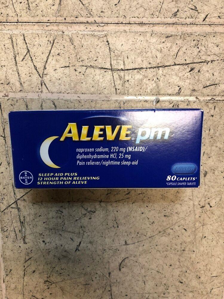 Aleve Logo - ALEVE PM NAPROXEN SODIUM 220mg PAIN RELIEVER FEVER REDUCER 80 CAPLETS May 2020