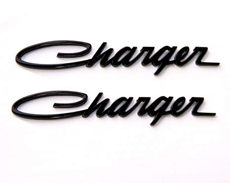Charger Logo - Yoaoo® 2x Black OEM Original Charger Nameplate Emblems Badges Decal for  Dodge Charger Chrysler Mopar Chrome Finish (Black)