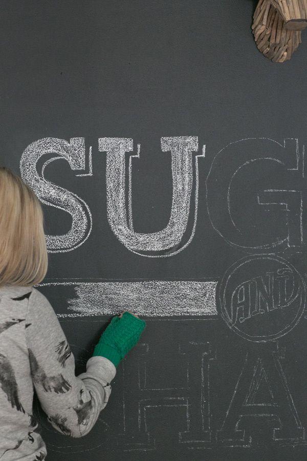 Chalk Logo - Transferring Type and Logos to a Chalkboard Wall - Sugar and Charm