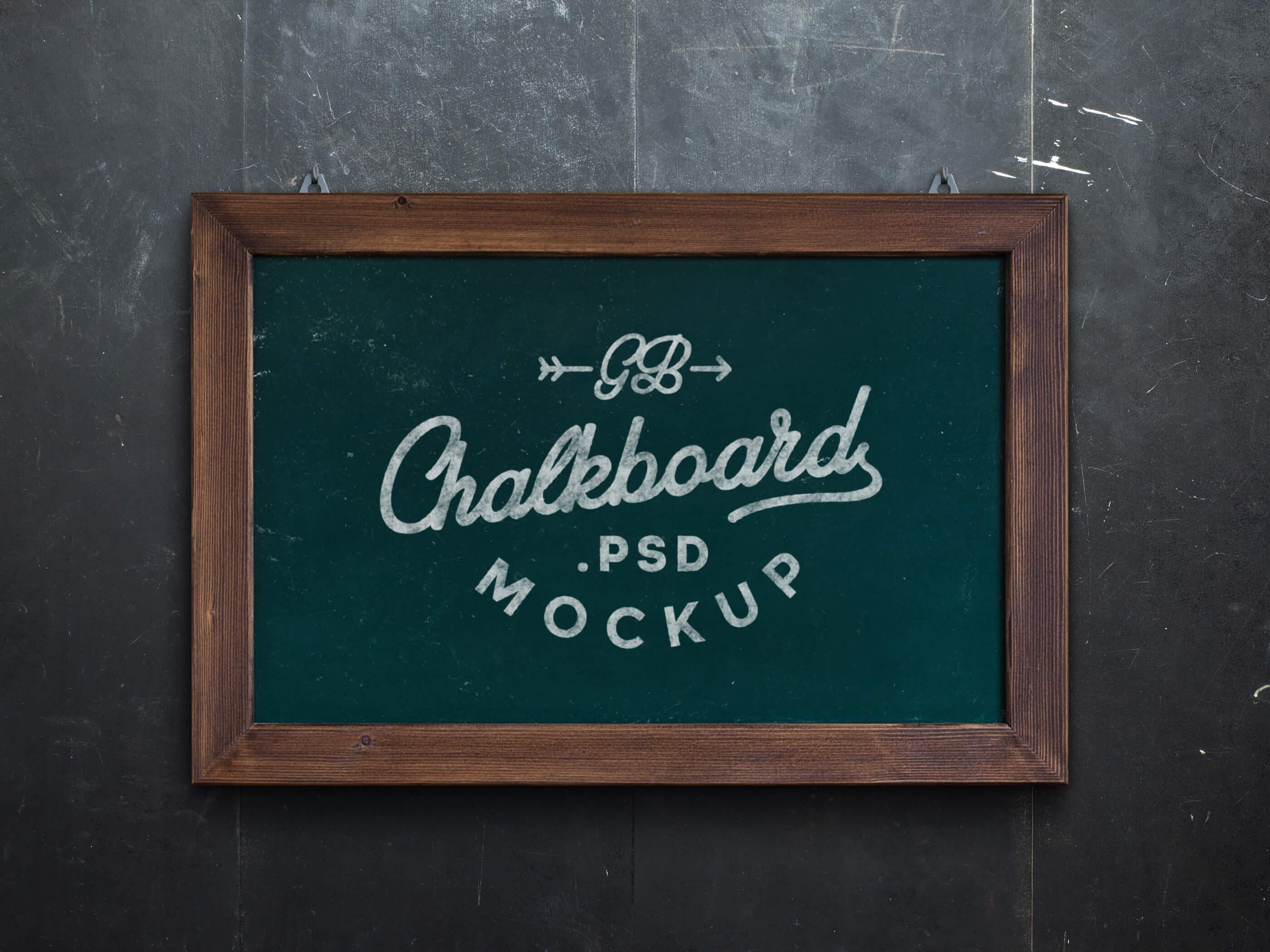 Chalk Logo - Chalkboard MockUp PSD