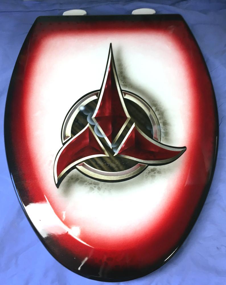 Klingon Logo - Star Trek Klingon Logo Custom Airbrushed Toilet Seat, New Premium Lid, Bathroom Art!!