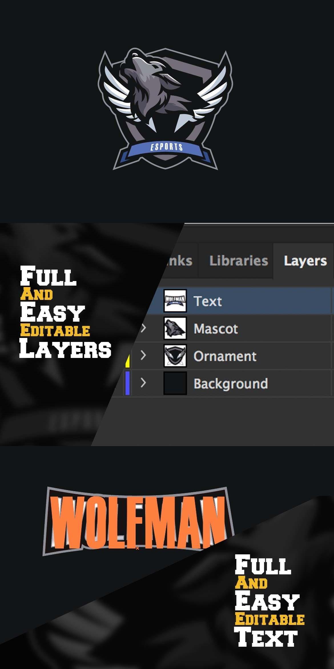Wolfman Logo - Wolfman Sports and Esports logo — Adobe Illustrator #game #sports ...