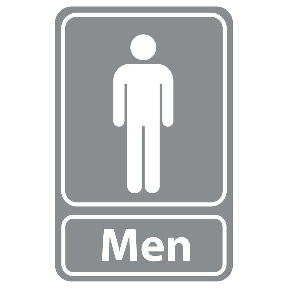 Restroom Logo - 8 in. x 5.5 in. Plastic Men Restroom Bathroom Sign Grey