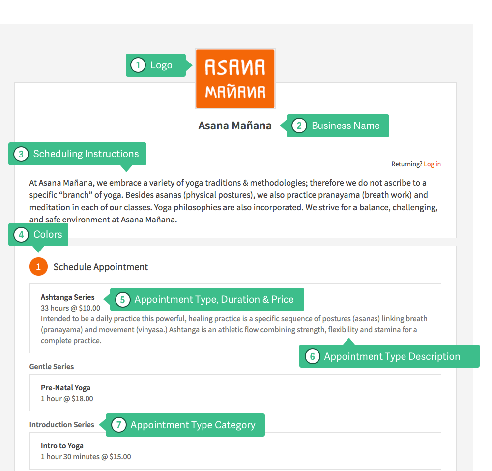 Schedule Logo - Anatomy of the Client's Scheduling Page