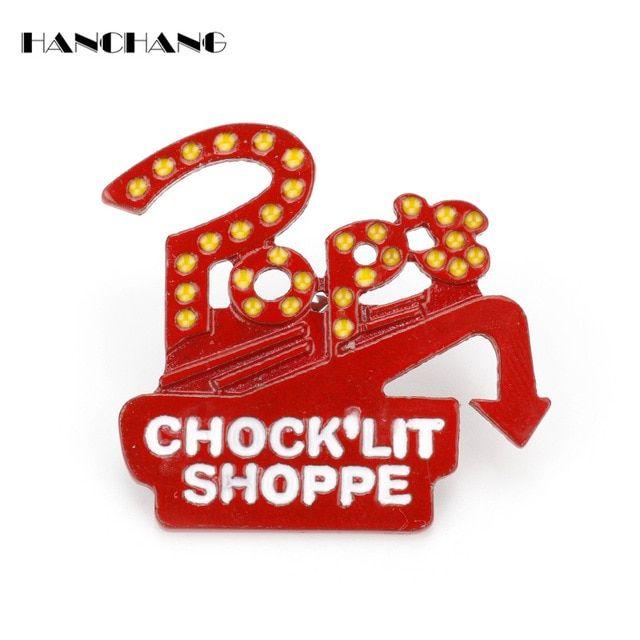 Shoppe Logo - US $1.7 20% OFF. Riverdale TV Series Pop's Chock'lit Shoppe Logo Brooch Red Enamel Pin Brooches for Women Men Shirt Lapel Pins -in Brooches