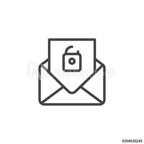 Unblocked Logo - Email open newsletter padlock outline icon. linear style sign for ...