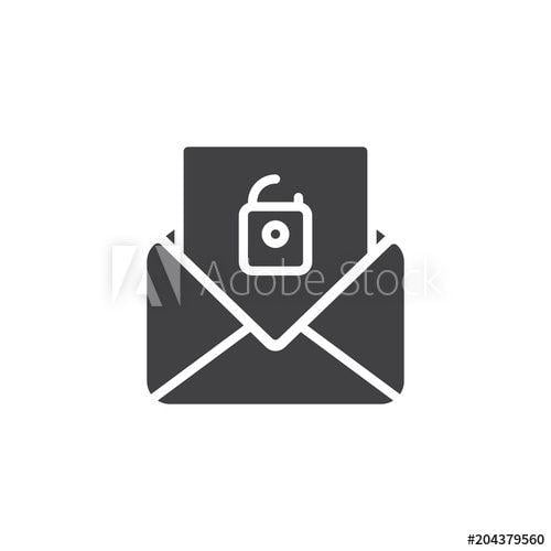 Unblocked Logo - Email open newsletter padlock vector icon. filled flat sign for ...