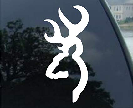 Buck Logo - Browning Deer Buck Logo Window Vinyl Sticker Decal ( White)