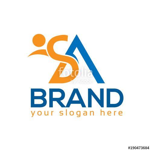 SA Logo - SA logo with person. SA letter. Flat logo design Stock image