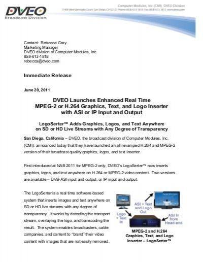 Dveo Logo - DVEO Launches Enhanced MPEG 2 And H.264 Logo