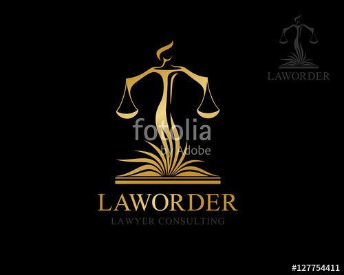 Themis Logo - Themis with balance on the lawbook logo Stock image and royalty