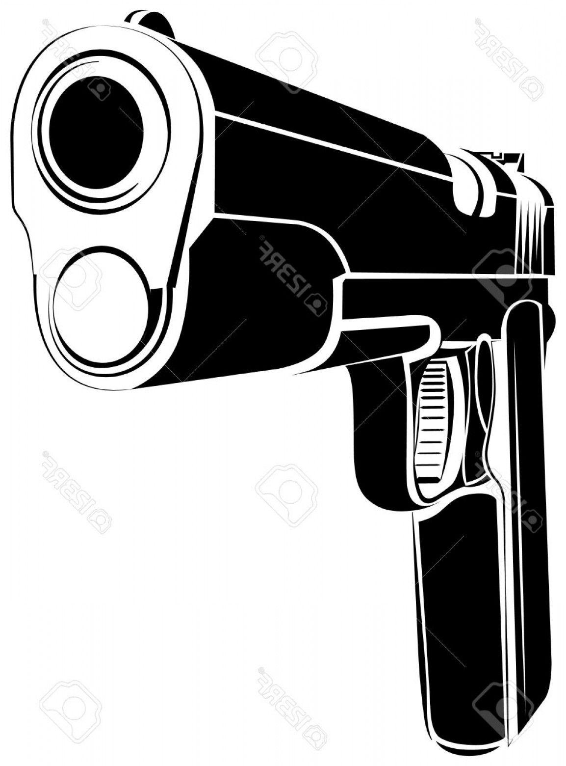 Handgun Logo - Photostock Vector Pistol Gun Fire Caliber Pistol Emblem Logo