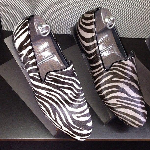 Jimmychooltd Logo - shades of zebra smoking slippers at men's showroom
