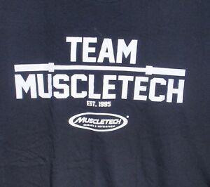MuscleTech Logo - Details about Team Muscletech Weightlifting Bar T-Shirt - Blue - Men's Size  XL
