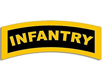 Infantry Logo - American Vinyl Yellow Infantry Tab Shaped Sticker (Army gi Grunt SSI  Military Logo)