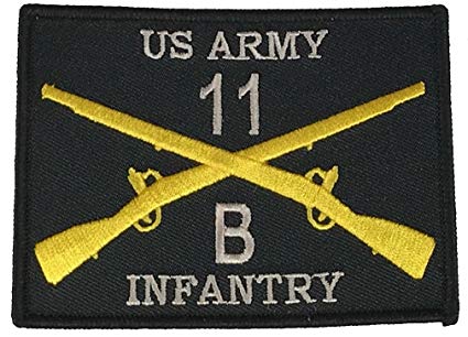 Infantry Logo - US ARMY 11B INFANTRYMAN INFANTRY PATCH - Silver, Royal Blue & Gold on Black  Background - Veteran Owned Business