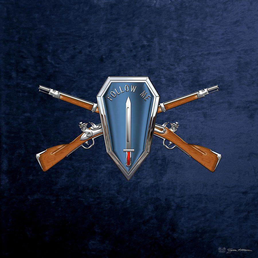 Infantry Logo - U. S. Army Infantry School Distinctive Unit Insignia Over Blue Velvet