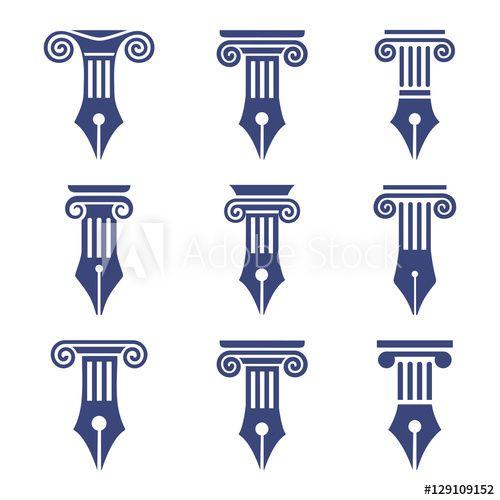Column Logo - column set. Set antique columns. Can be used as logo for law firm ...