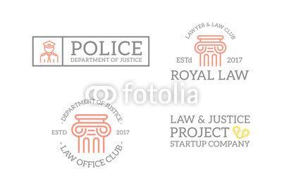 Column Logo - Set of retro vintage officer, handcuffs, column logo or insignia ...