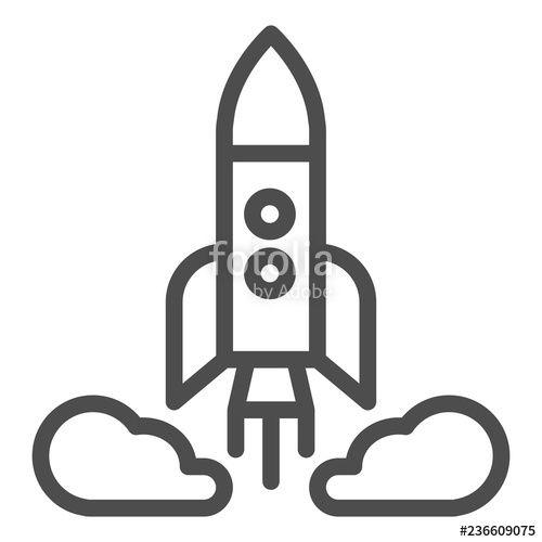 Spacecraft Logo - Rocket launch line icon. Spacecraft vector illustration isolated on ...
