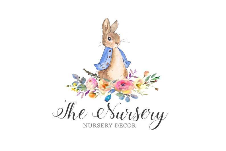 Nursery Logo - Nursery logo, Rabbit logo, Bunny logo, Nature logo, Floral logo, Furry  logo, Little rabbit, Kids logo, Whimsical logo, Affordable logo