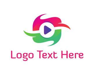Multimedia Logo - Pink & Green Multimedia Player Logo