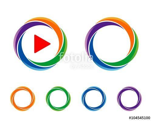 Multimedia Logo - Circle Colorful Multimedia Logo with Play Button