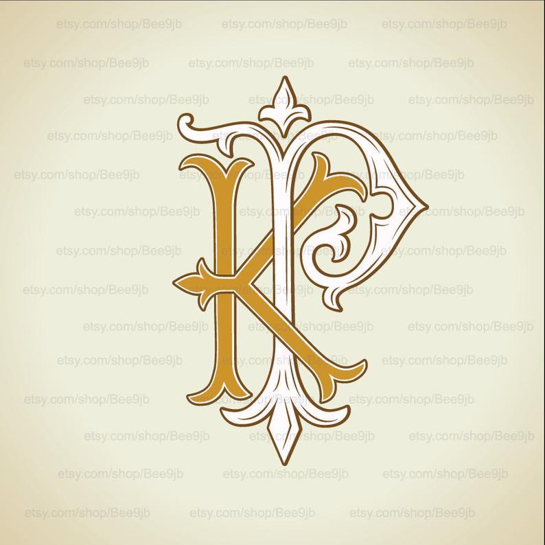 KP Logo - Wedding logo KP, PK. Monogram Vintage. Wedding Clip Art