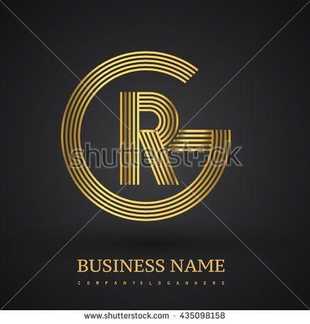 RG Logo - Letter GR or RG linked logo design circle G shape. Elegant gold