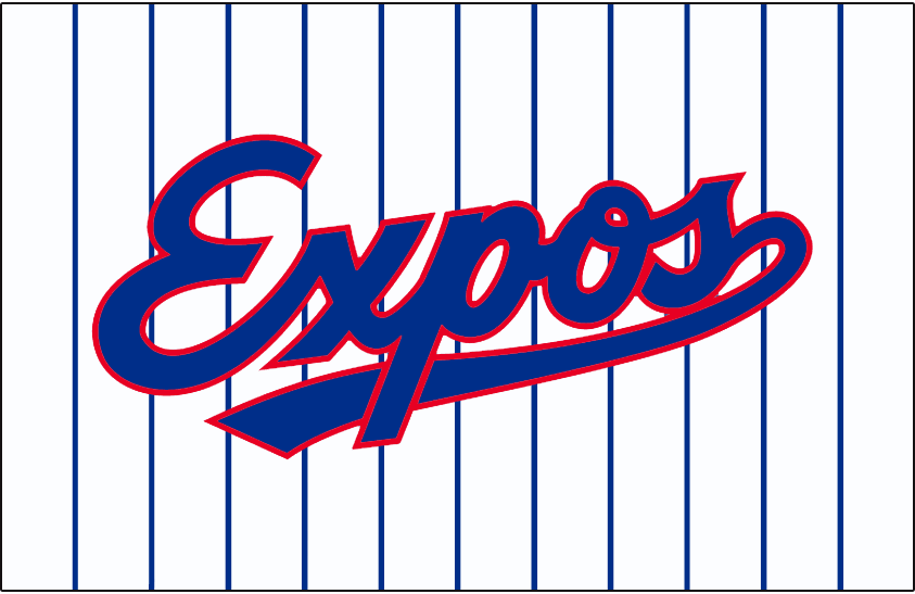 Expos Logo - Montreal Expos Jersey Logo (1992) - Expos scripted with underscore ...