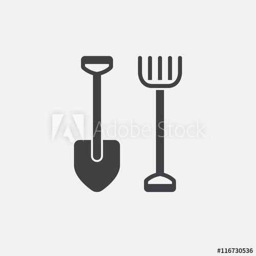 Rake Logo - Shovel and rake icon vector, solid logo illustration, pictogram ...