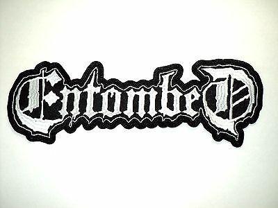 Entombed Logo - ENTOMBED WHITE Logo Embroidered Back Patch