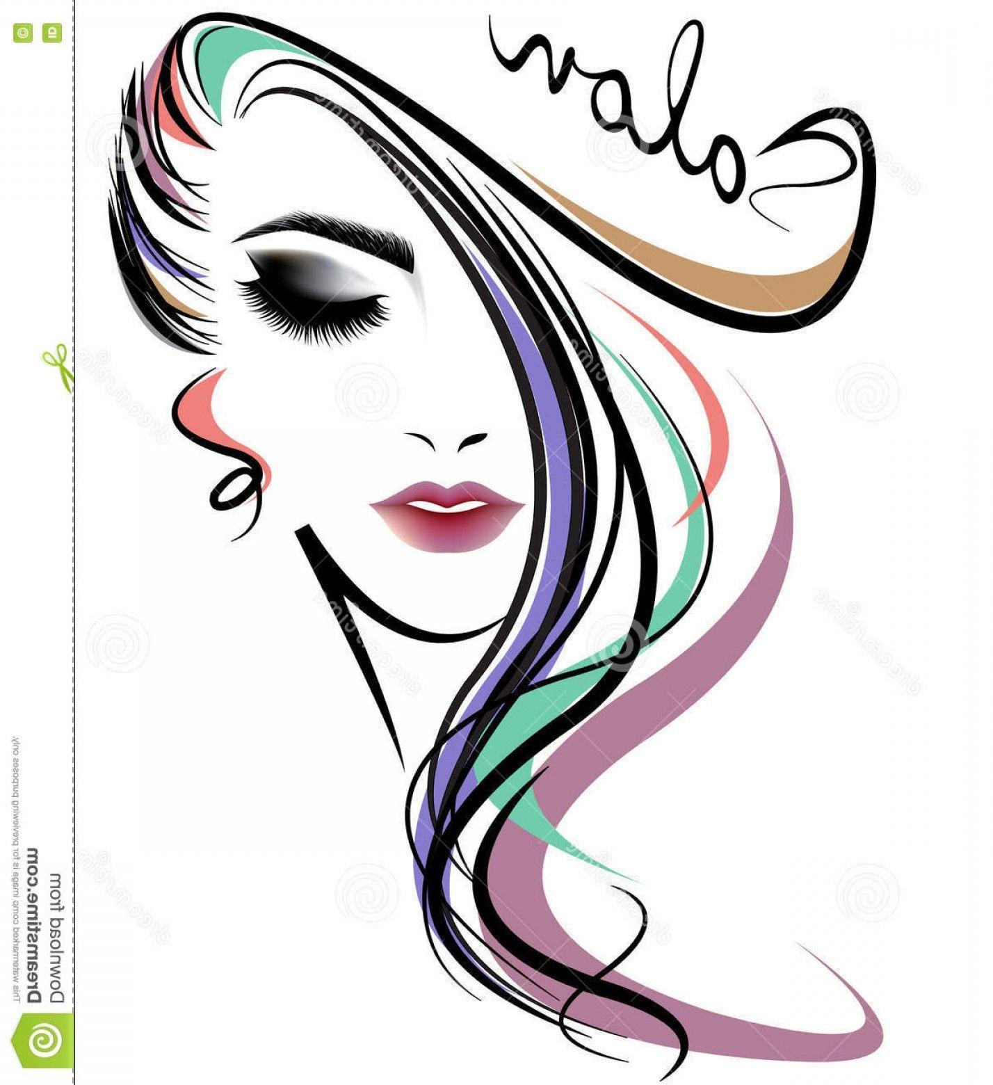 Hairstyles Logo - Stock Illustration Women Long Hair Style Icon Logo Women Face White