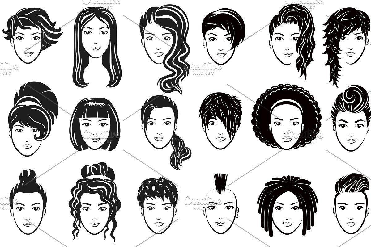 Hairstyles Logo - Women avatar hairstyles logo set
