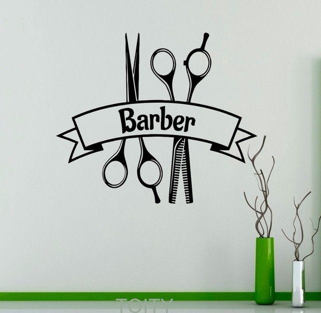 Hairstyles Logo - US $6.39 20% OFF. Barber Shop Vinyl Decal Symbol Hairdressing Salon Logo Wall Sticker Hairstyles Home Interior Decor Art Murals Window Stickers In Wall