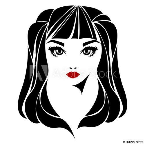 Hairstyles Logo - Vector illustration of a girl with beautiful hair. Icon, logo ...