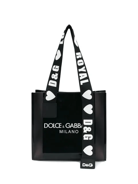 Shopinging Logo - Street Logo Print Black Pvc Shopping Bag in Hny63 D&G Milano Fdo.Nero