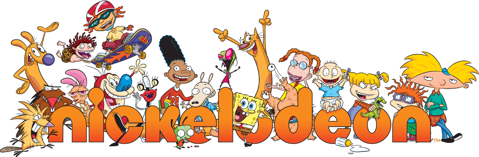 Nicksplat Logo - Nickelodeon Logo With 90s Nicktoons Stars Characters NickSplat The