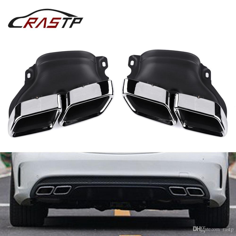 Muffler Logo - RASTP-Car Dual Square Exhaust Muffler Tip Stainless Steel Exhause Pipe with  Logo for Mercedes Benz 14-C Class W205 RS-CR2011