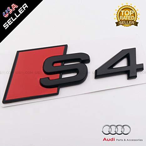 S4 Logo - US85 OEM Size ABS Nameplate Audi S4 Matte Black Emblem 3D Trunk Logo Badge  Decoration