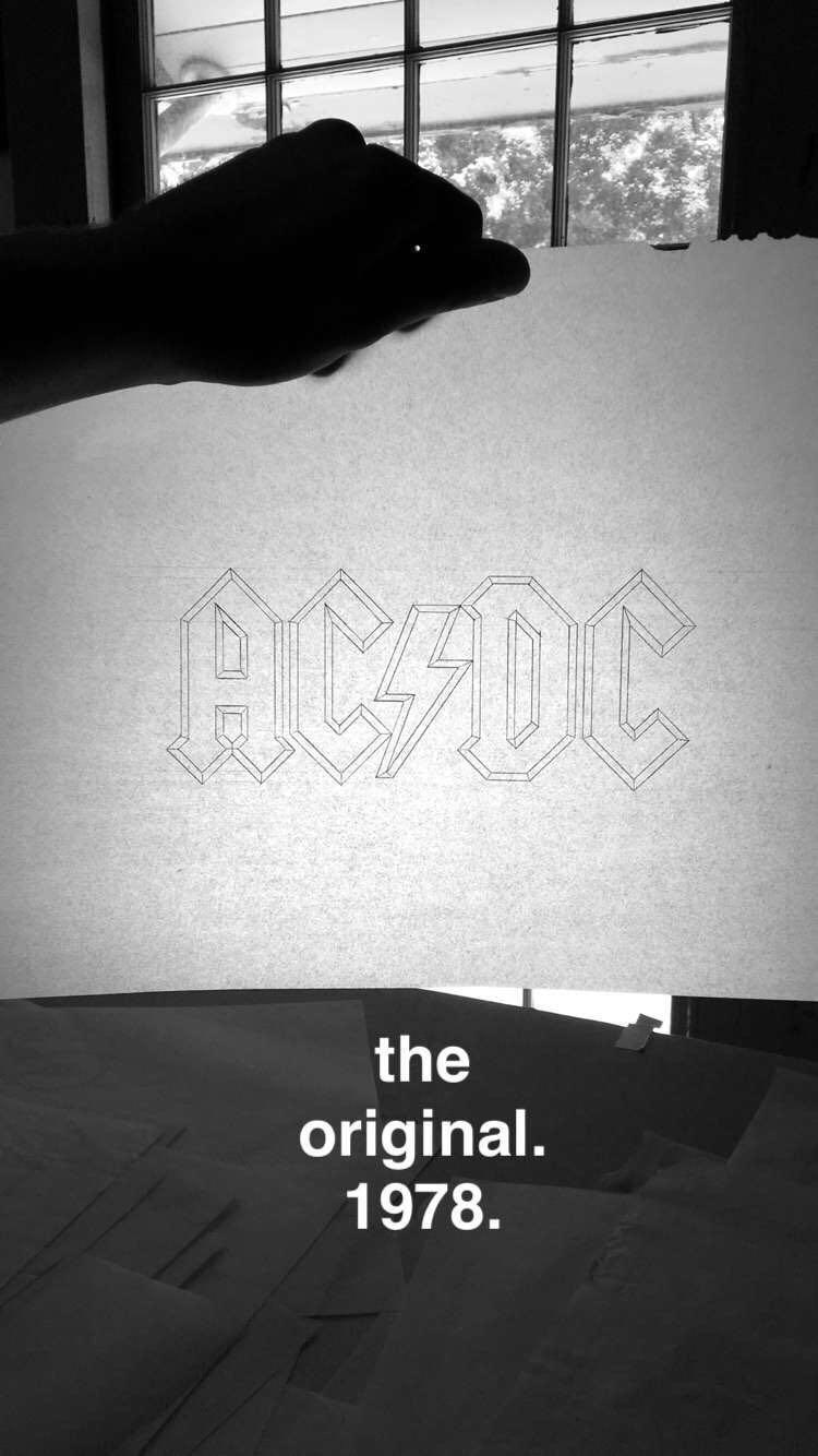 Original AC DC Logo - The Original AC/DC logo before ink (friends dad's collection) : ACDC