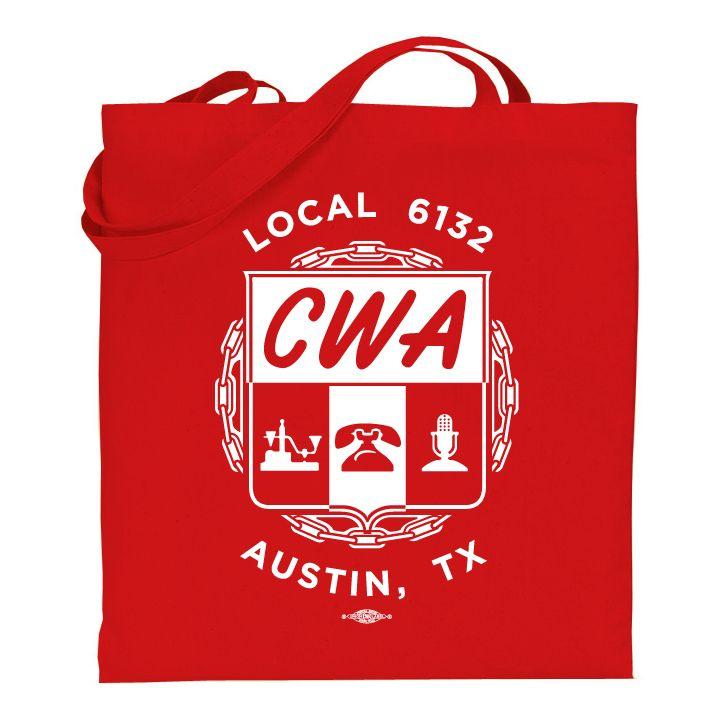 CWA Logo - CWA Local 6132 Logo on Red Tote