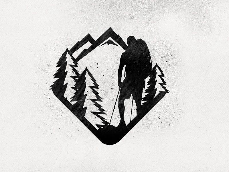 Hiker Logo - Hiker Icon | Logos and Badges | Hiking tattoo, Mountain tattoo ...
