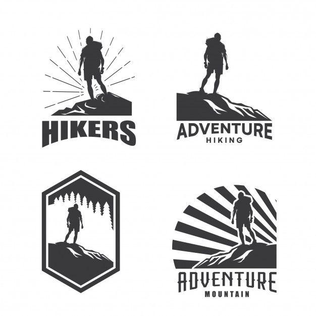 Hiker Logo - Hiker expedition adventure logo design template set Vector | Premium ...